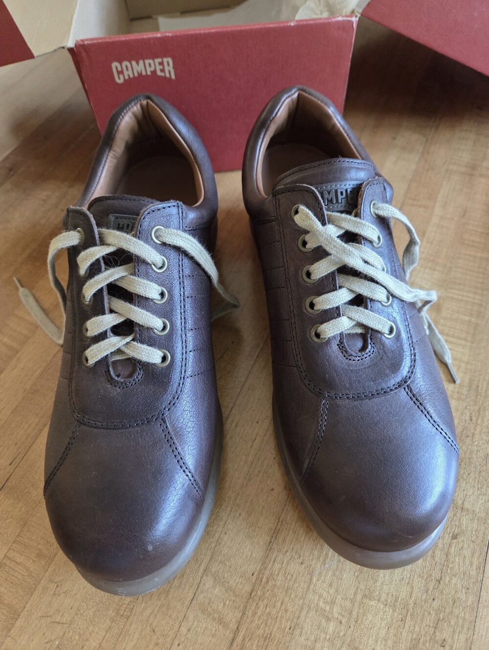 Camper Pelotas Ariel NWT Men’s Brown Leather Shoes with Cream & Brown Laces US10 - Picture 4 of 12